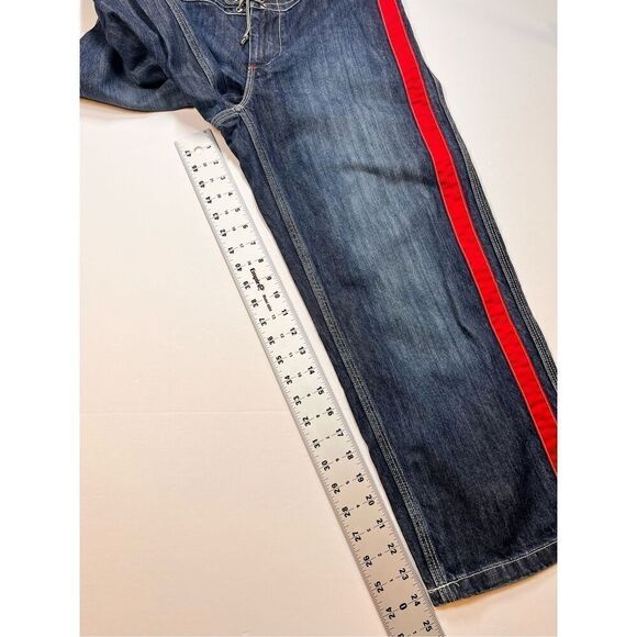 Vintage Polo Ralph Lauren Jeans Co Y2K 90's Lace Up Denim w Red Straight Size 8 - Picture 7 of 8